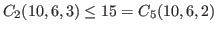 $C_2(10,6,3)\le 15=C_5(10,6,2)$